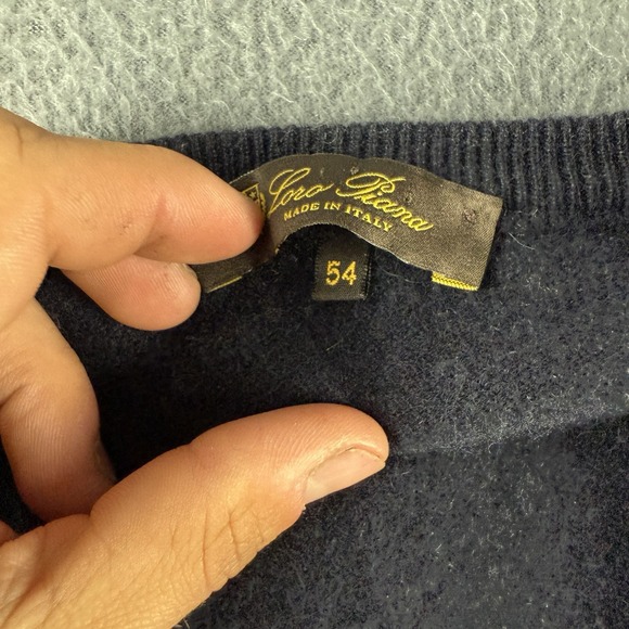 Loro Piana Sweater Men's 54 (XL) Blue 100% Cashmere V Neck Pullover Italy $1000+ - Picture 5 of 11